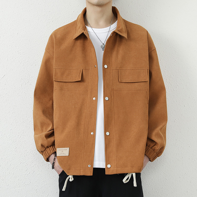 Men's Jacket 2025 Spring and Autumn New Style Lapel Coat Fashionable High-End Trendy Workwear Clothing Trendy Brand Casual Men's Wear
