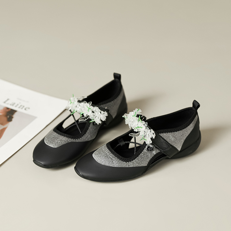 Zhong~~Chu Xi's Same Style Amber Candy White Ballet Sports Style 2026 New Model Single-Strap Flat Mary Jane Shoes