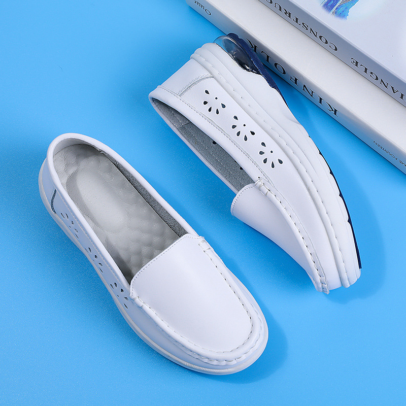 in stock air cushion nurse shoes soft bottom hollow breathable white comfortable flat non-slip hospital work shoes a generation of hair