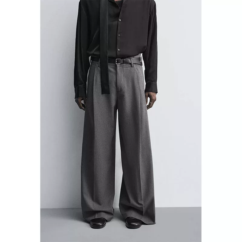 2025秋季新品 男装打褶装饰高腰宽松休闲宽腿裤阔腿裤5940102 802