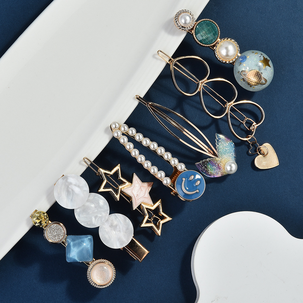 Trendy Viral Hairpin Metal Heavy Fashion Pearl Cute Hairpin Retro Girl Side Clip Elegant High-End