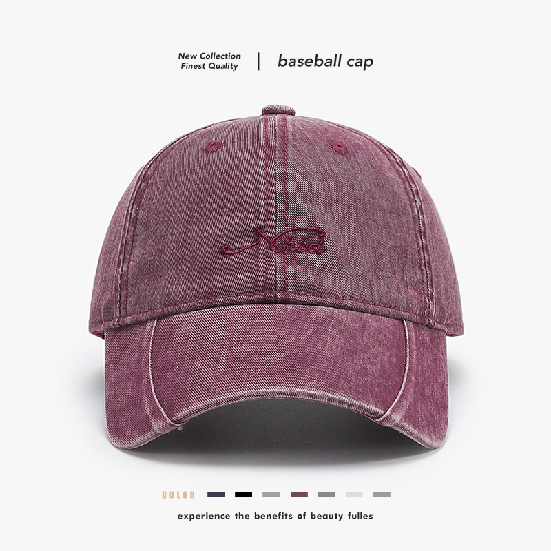 Spring New Style Soft-Top Letter Embroidery Patchwork Men's Baseball Cap for Outdoor Travel, Washed Duckbill Cap Wholesale