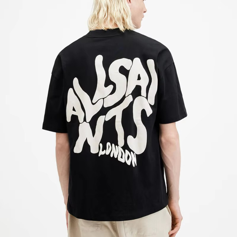 Cross-Border European Size Pure Cotton All Saints t Shirts Creative Letter Front Back P