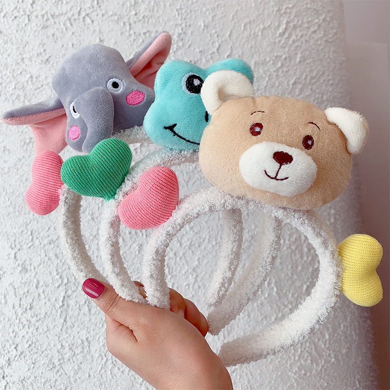 Cute Cartoon Children's Headband Bear Face Wash Hair Band Korean ins Internet Celebrity Girl's All-Match Out Funny Hair Card