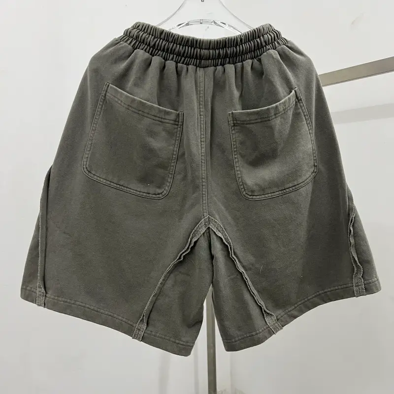 Thugclub Heavy Embroidered Shorts American High Street Vintage Distressed Cuffed Loose Casual Shorts Versatile Shorts