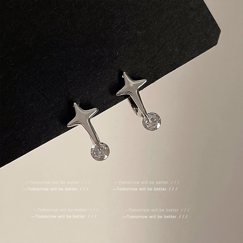 No Need to Take Them Off When Sleeping ~ Zircon Star Earrings Ins Personalized Niche Earrings High-End Versatile Commuter Ear Jewelry Wholesale