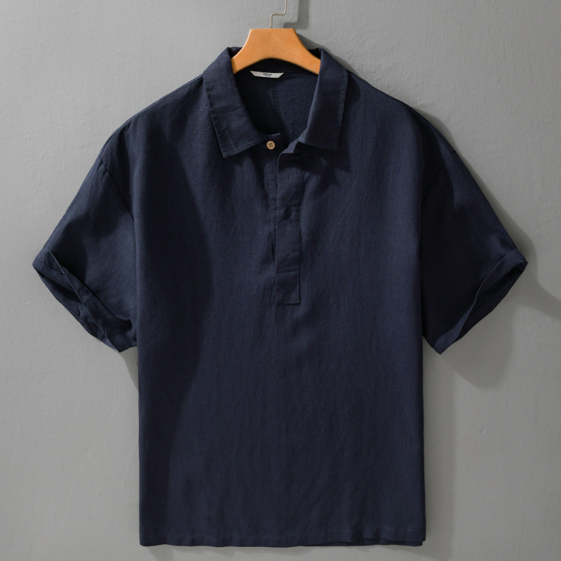 Summer Old Money Style Tencel Linen Men's Short-Sleeved Shirt, Thin, Comfortable, Breathable, Refreshing, Sun-Protective Men's Top 752