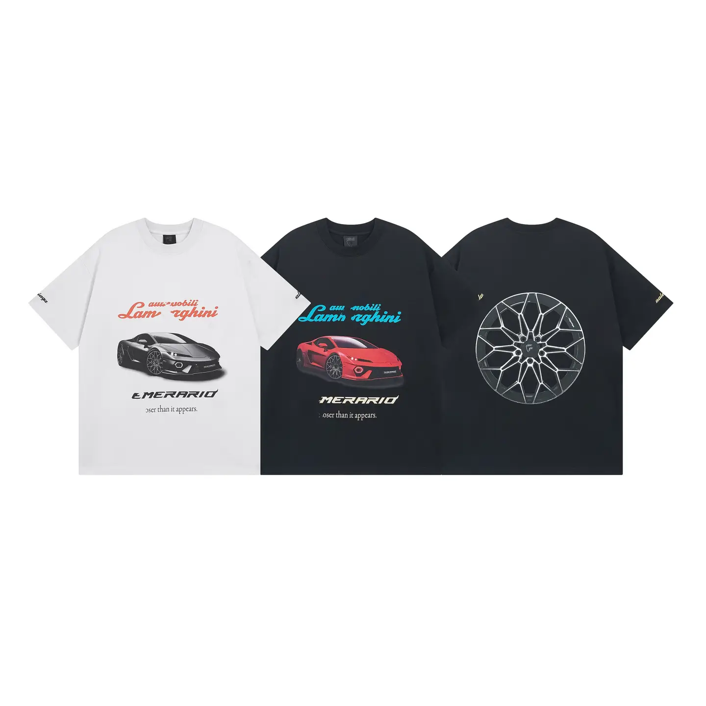 High version of the B family tide Paris 2025 spring and summer new co-branded car Lamborghini mud print loose short-sleeved T-shirt