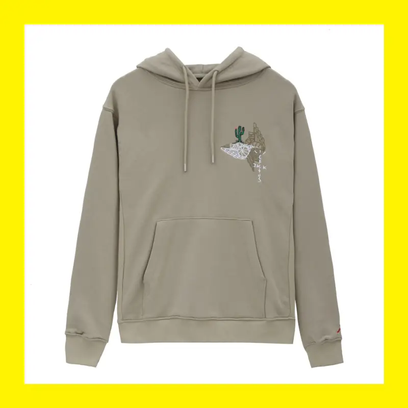 Air Jordan 6 x Travis Scott Collaboration Patchwork Print Cactus Embroidered Hooded Sweatshirt with Fleece Lining