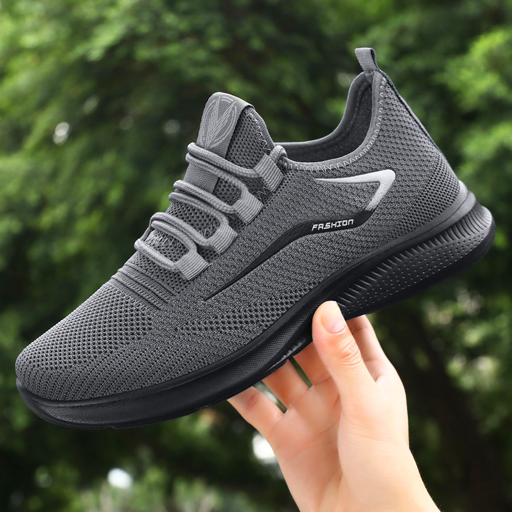 Men's Casual Shoes Cross-Border Large Size Temu Fly Knit Shoes Breathable Mesh Shoes Versatile Men's Shoes Soft Sole Comfortable Single Shoes