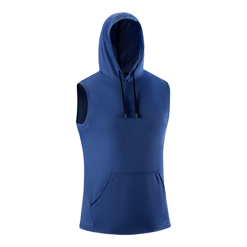 2026 Summer Fitness Sleeveless Vest Men's Hooded T-Shirt Quick-Dry Ice Silk Loose Cross-Border Tank Top Large Size