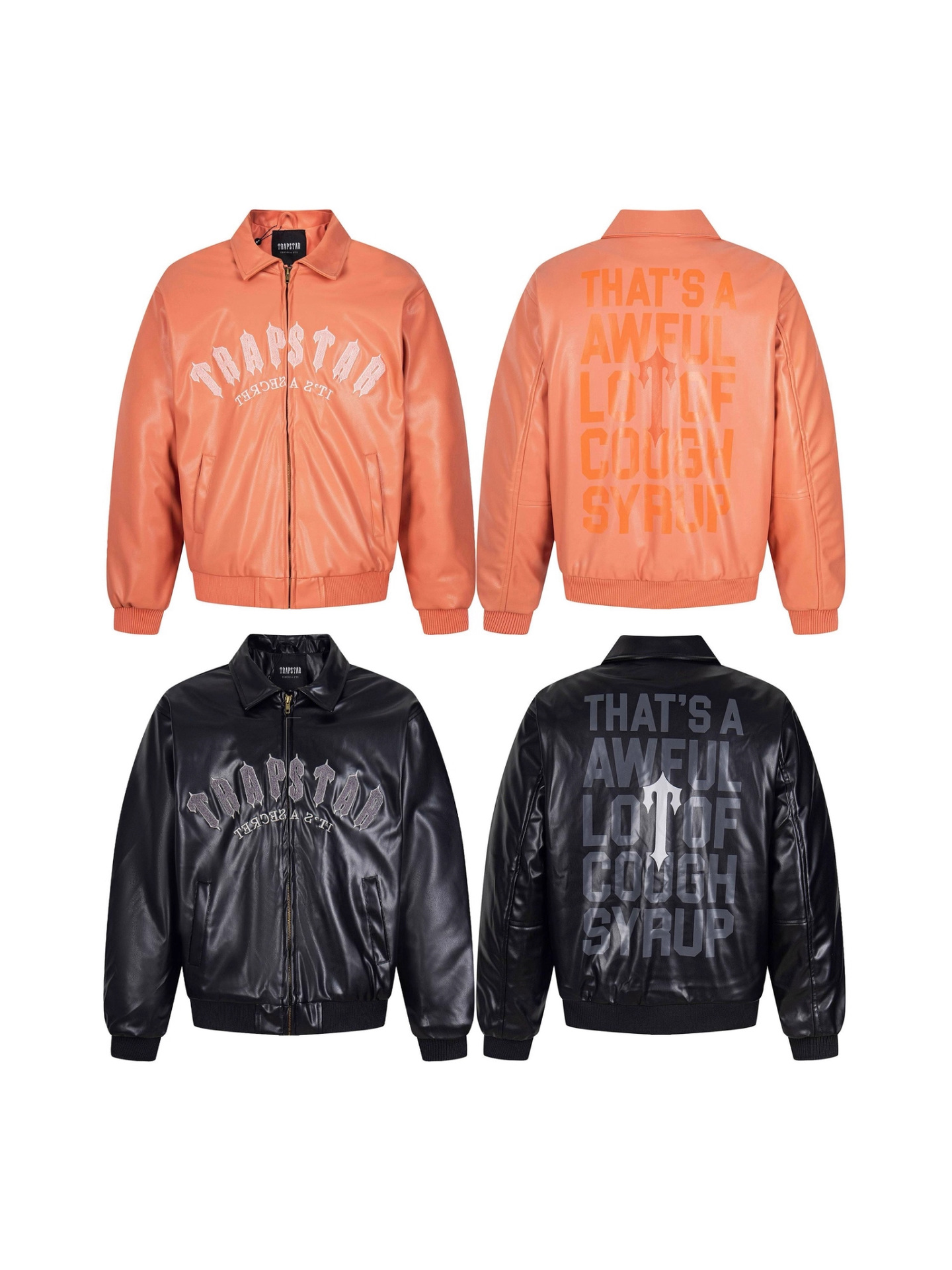 Trapstar Towel Embroidered Letter Logo High Street Loose Casual Quilted Pu Leather Jacket for Men and Women