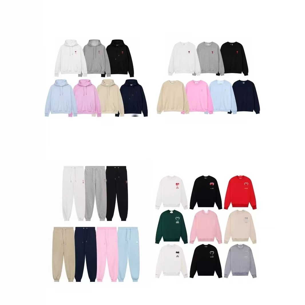 Trendy Couple's suit Classic Love Cotton Loose Round Neck Shoulder Hooded Sweat Casual Leg Trousers