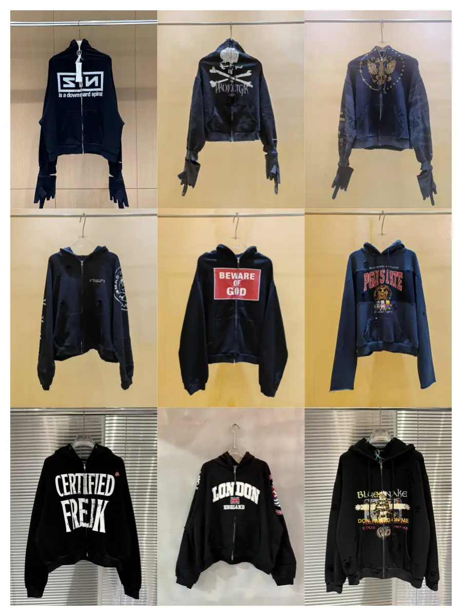25S韩国高街Project G/R水洗潮牌解构蒙面VIBE巴黎风连帽拉链卫衣