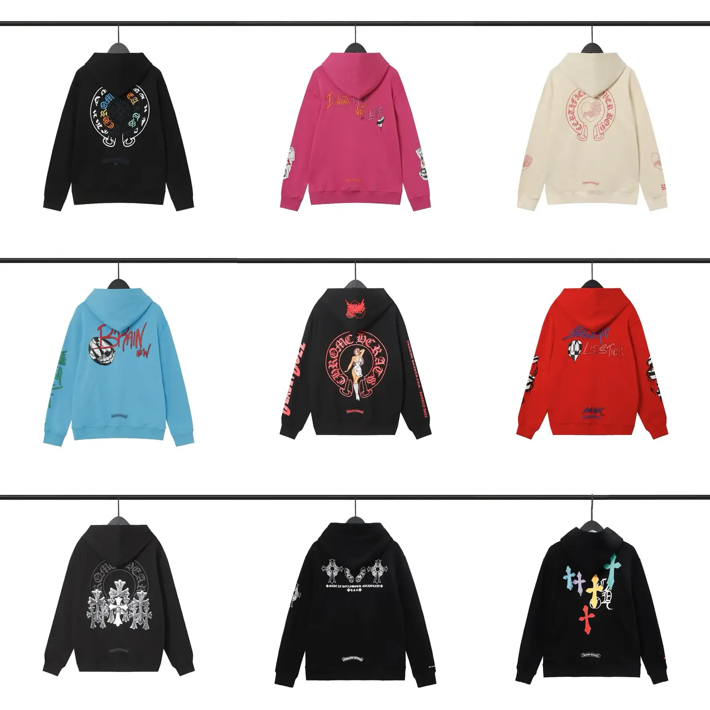 New High-Quality Printed European and American Street Hooded Sweatshirts for Men and Women Factory