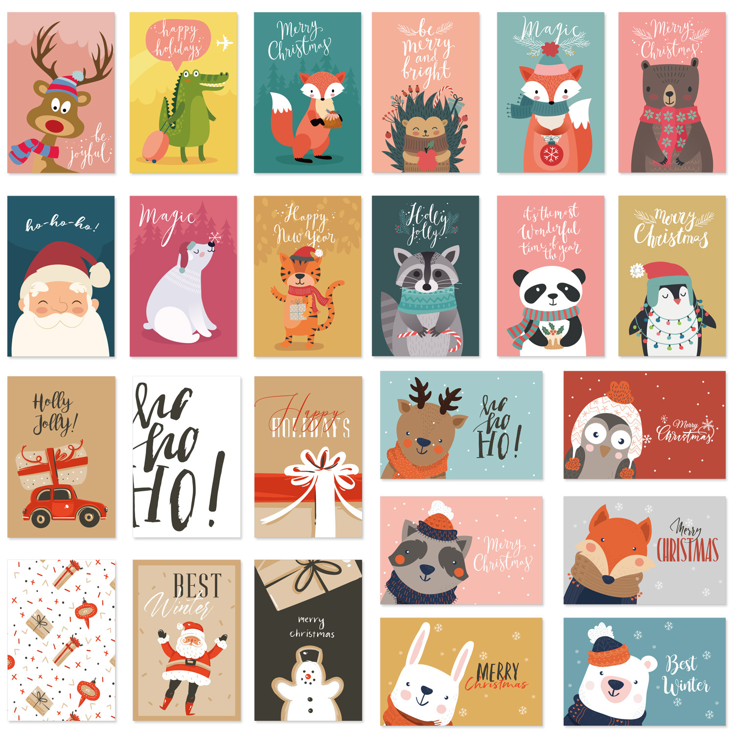 24 set creative cross-border Amazon set Christmas greeting card folding flat card with envelope