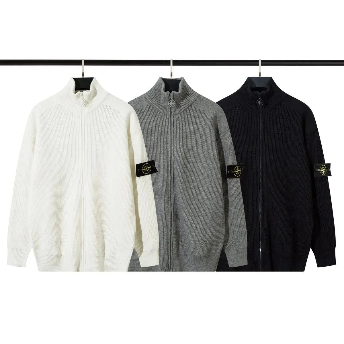 STONE ISLAND zip-up knit sweater