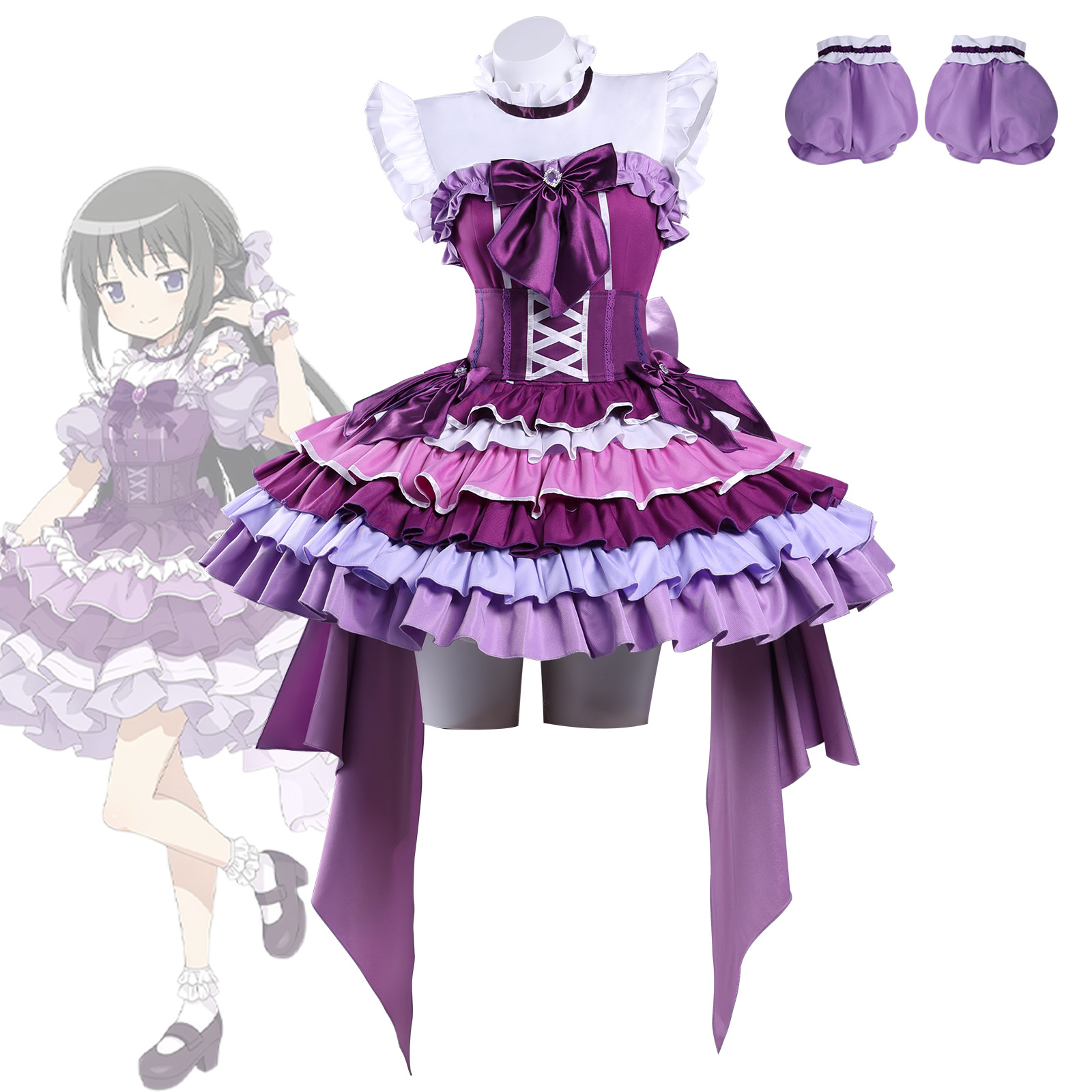In-Stock Mahou Shoujo Madoka Magica Cosplay Costume Homura Akemi Performance Outfit Magia Homura Akemi Cosplay Costume Performance