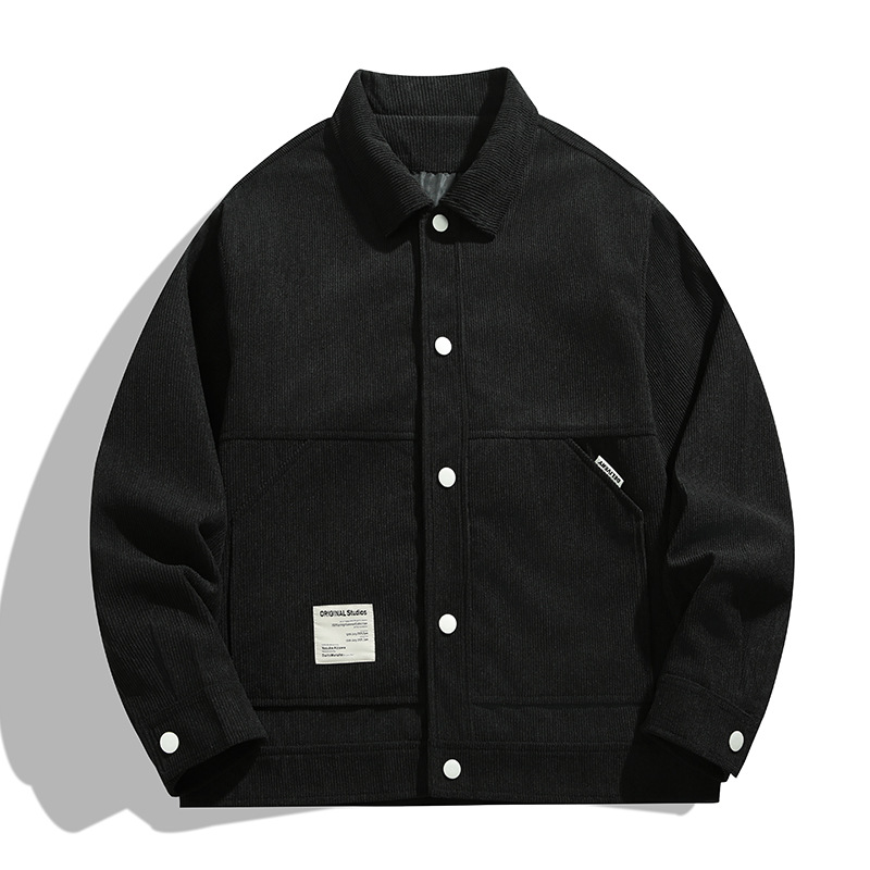 Cross-Border Autumn and Winter Corduroy Jacket Warm Fashion Casual Trendy Top Lapel Baseball Jacket Men's Jacket