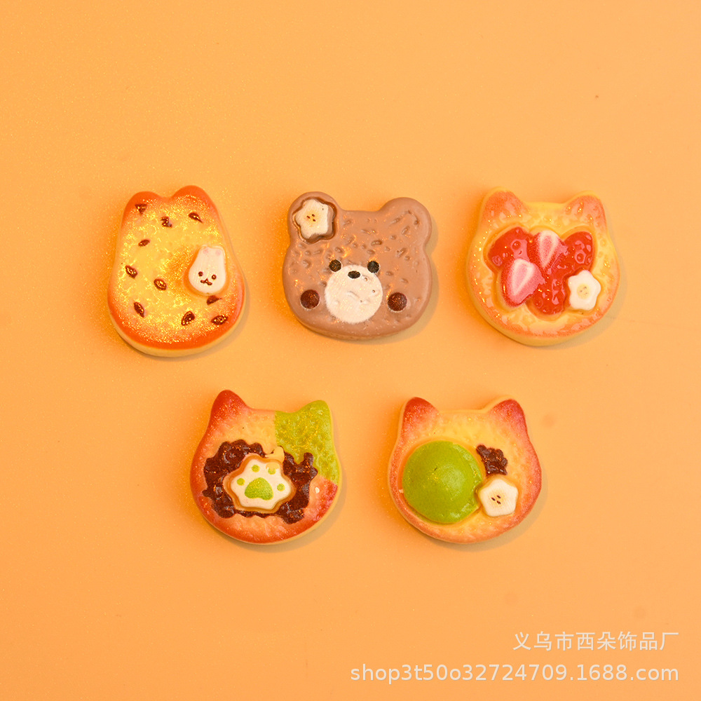 Simulation Food Toy Resin Kitten Bread Bear-Shaped DIY Cream Glue Accessories Cartoon Cute Phone Chain Pendant