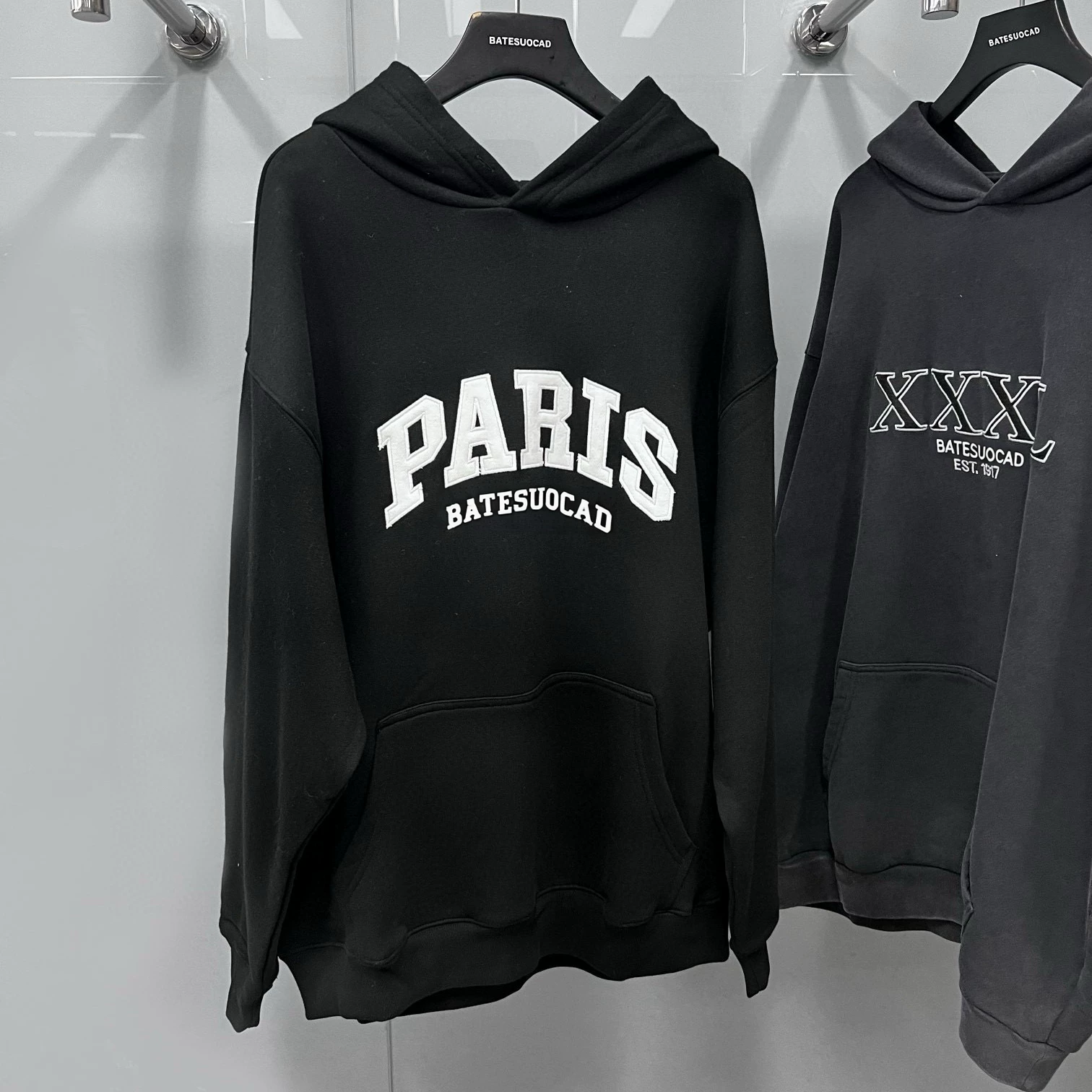 BATESUOCAD 25s winter new print loose os letter couple style hooded looped cotton hoodie trendy