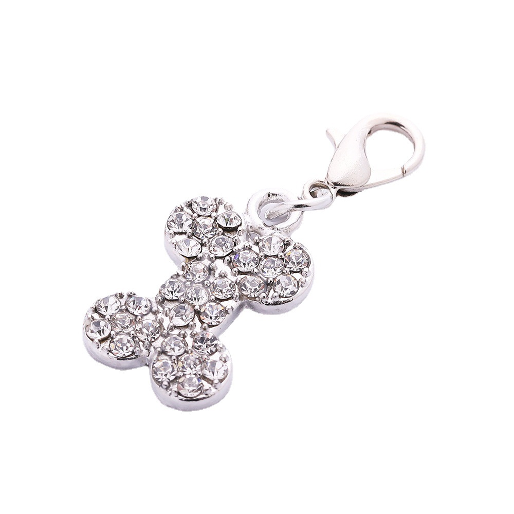 Explosive Pet Collar Jewelry Diamond Puppy Bone Pendant Dog Tag Cat Tag Dog Tag Zinc Alloy Lettering Anti-losing Card