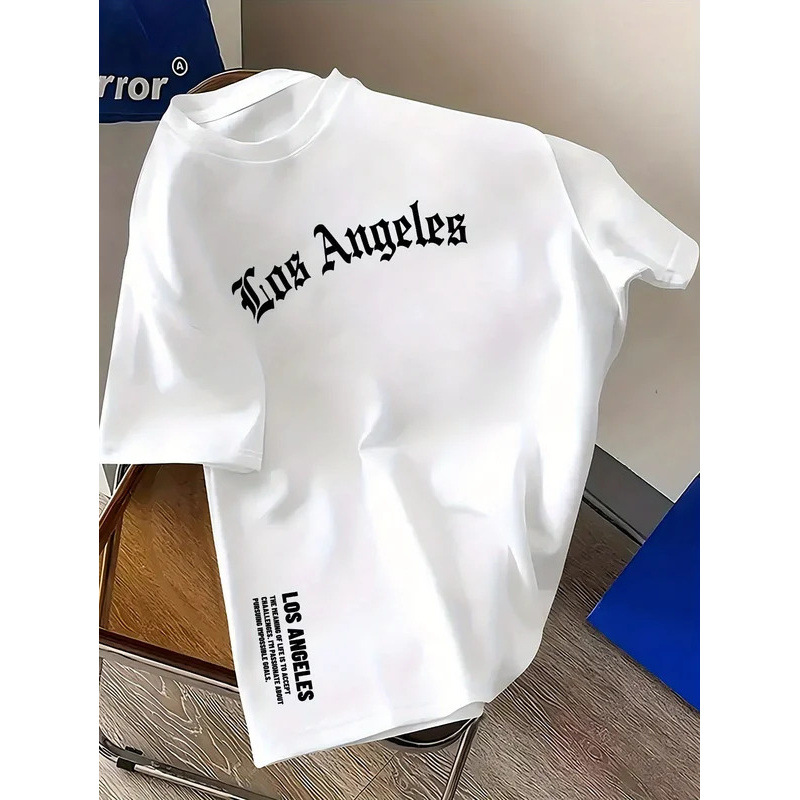 Cross-Border European Size Pure Cotton Short-Sleeved 2025 Summer Trend New Printed Men's T-Shirt for Students, Teenagers, Men and Women