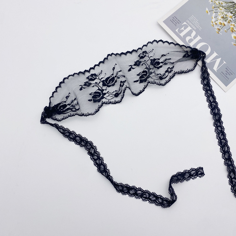 Halloween Props Embroidered Lace Eye Mask for Women Black Seductive Strap-On Adult Princess Hazy Mask