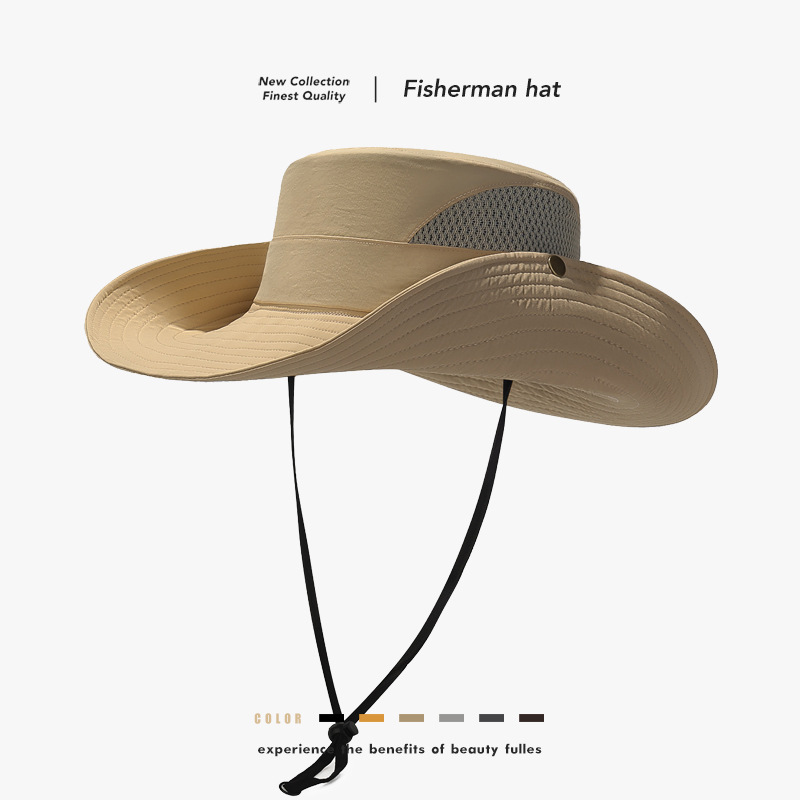 Summer Large-Brimmed Camping Fisherman's Hat Waterproof Sun Protection Quick-Drying Outdoor Fishing Hiking Sun Hat for Men and Women