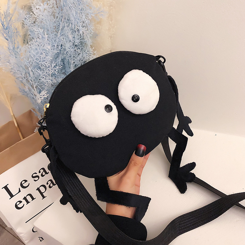 Personalized Funny Canvas Small Bag for Women 2020 New Trendy K-Style Student Style Girl One-Shoulder Cross-Body Small Round Bag