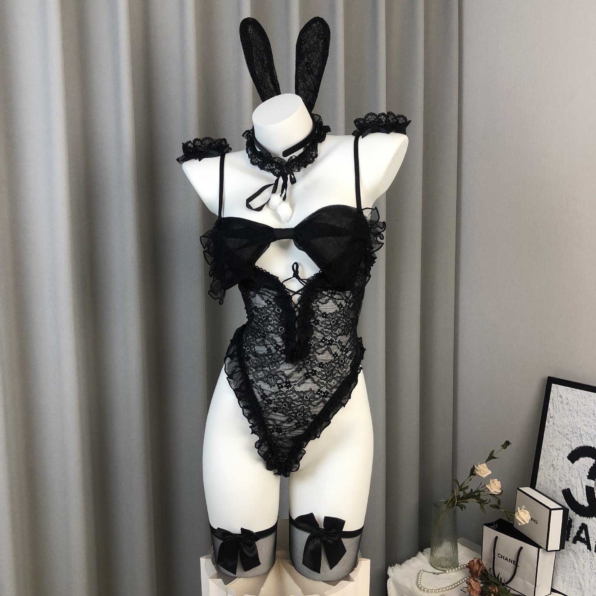 Gardenia Sexy Lingerie, Pure Lust Bow, No-Take-Off Jumpsuit, Nightgown, Small Breasts, Sexy Shirt, Wholesale 8082