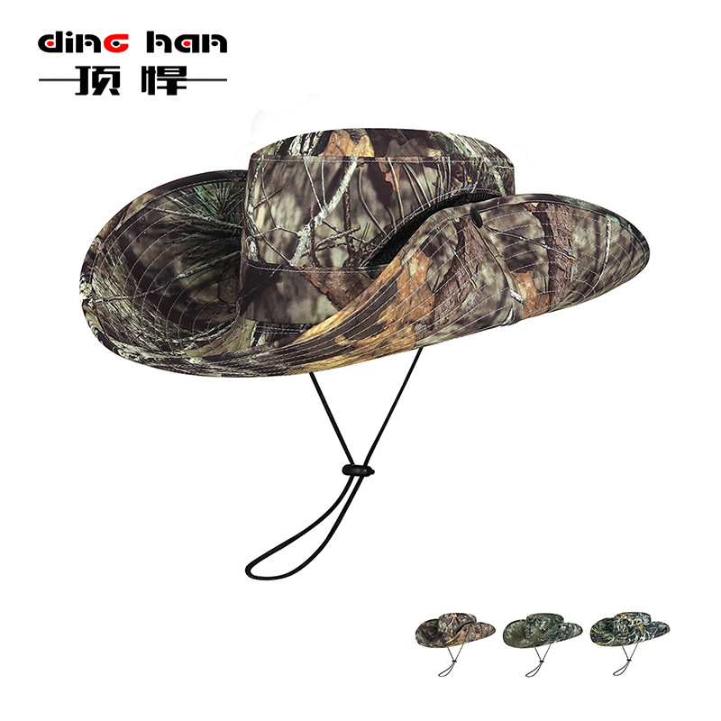 Spring and Summer New Leaves Camouflage Outdoor Mountaineering Dead Wood Jungle Hat Fishing Sun Protection Big Eave Breathable Bennie Hat