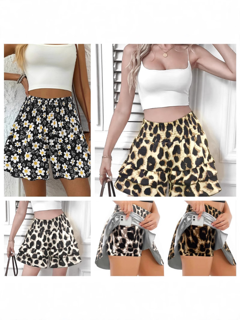 Cross-Border Foreign Trade Women's Shorts Floral Print Culottes Women's Summer Fashionable and Comfortable Outer Wear Beach Shorts Pants Women