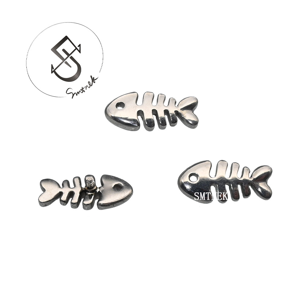 SMTNEK titanium steel Fishbone external tooth mouth ear studs lip nail piercing jewelry head accessories