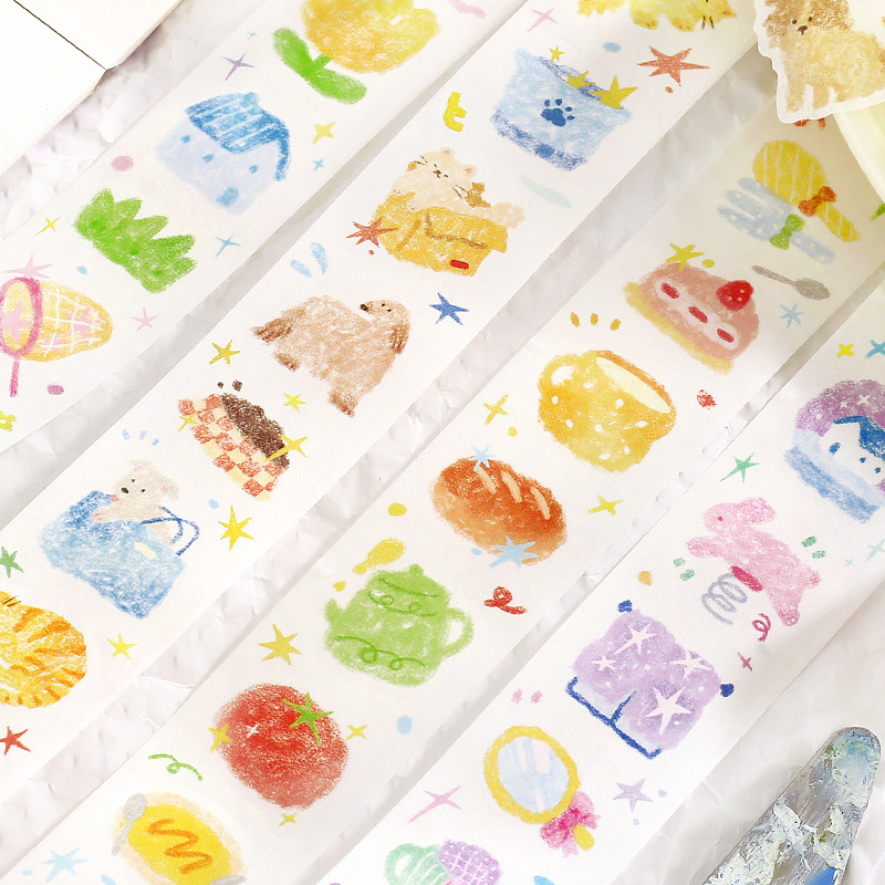 Letter Lover Die-Cut Washi Tape Fun Doodling Series Korean Style Cute Journal Decoration Collage Paper