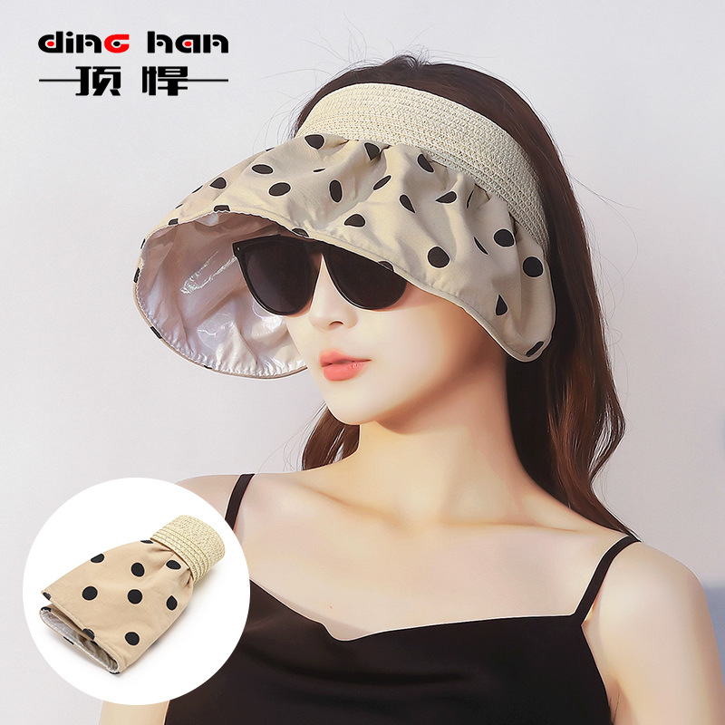 New fashion polka dot empty top hat female ins summer headband beach travel outdoor sun hat shell hat trendy