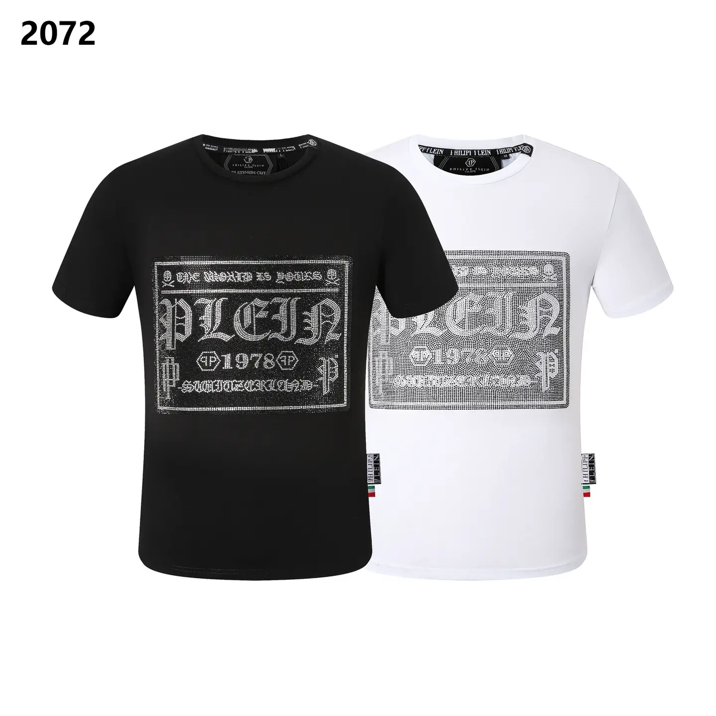 Philip Prynne spring and summer short-sleeved men's round neck T domineering personality hot diamond letters casual PP fashion men's short T