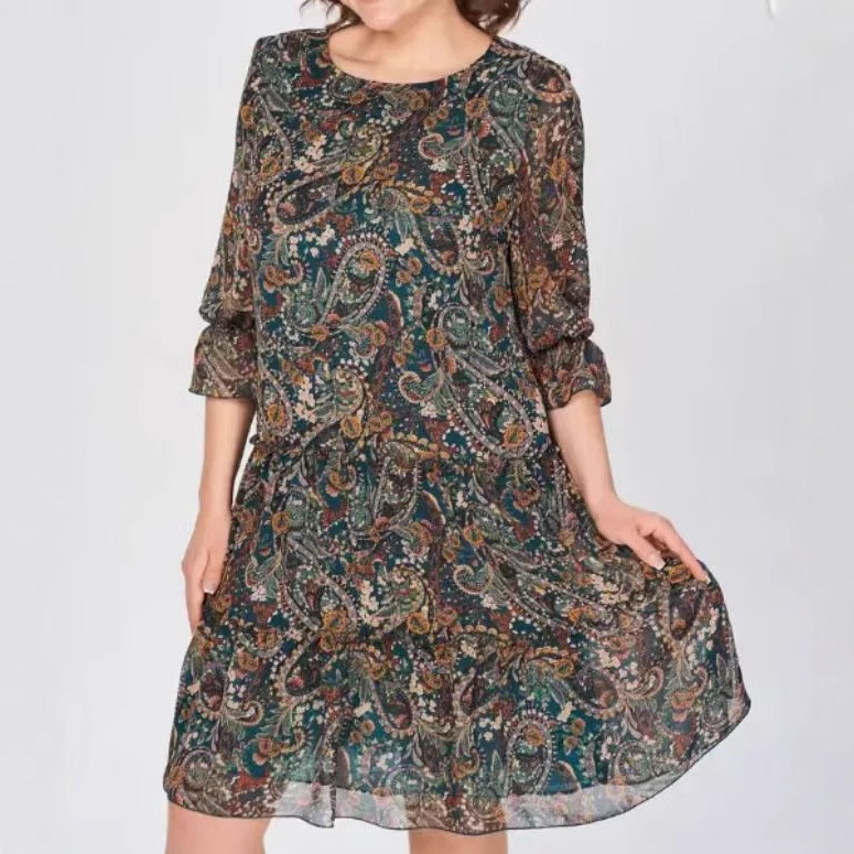 2025 Aliexpress Cross-Border Fashion Casual Printed Dress New Style Amazon Foreign Trade Fashionable Dress