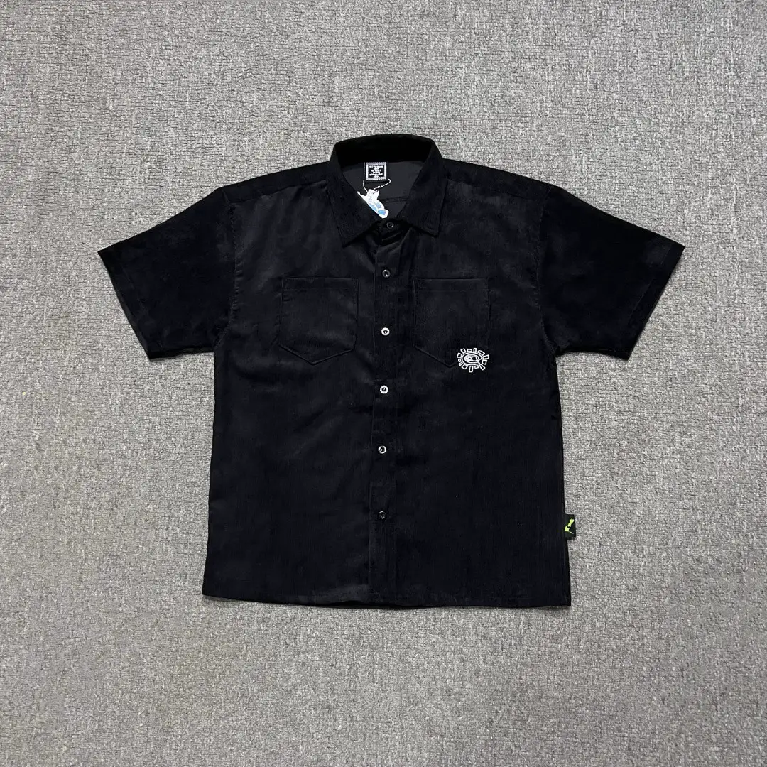 Cowboy 24 New Model in Stock Niche Skateboard Corduroy Casual Workwear Short-Sleeve Shirt Couple Loose Fit 250g