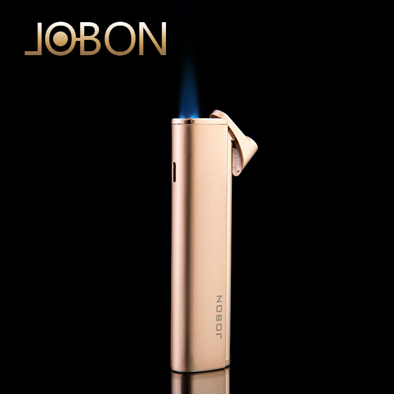 Jobon Chinese Creative Personalized Windproof Lighter Ultra-Thin Metal Great Wall Silk Blue Flame Lighter Advertising Gift