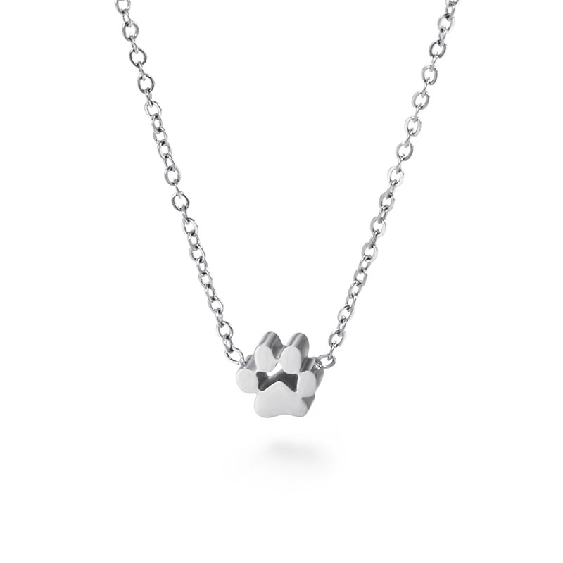K-Style of Simple Student Forest Style Small Animal Paw Print Titanium Steel Cat Footprint Hand Ornaments Small Fresh Stainless Steel Necklace for Women