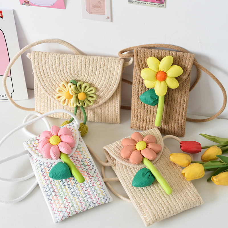 2026 Cute Mobile Phone Bag, Flower Woven Shoulder Crossbody Bag, Fashionable Summer Style, Stylish Girl Beach Bag, New Style