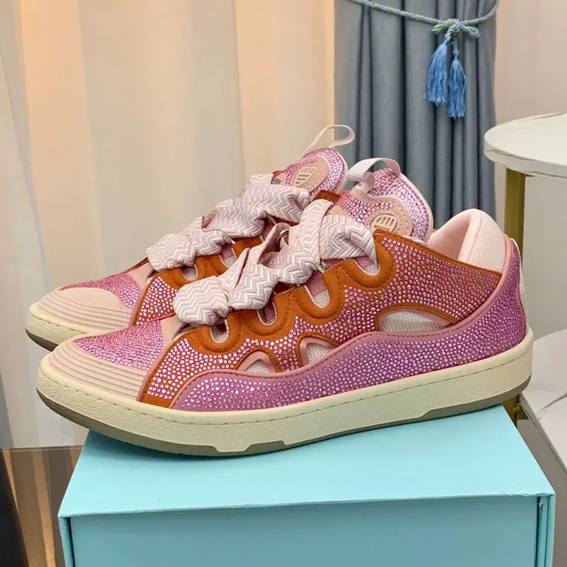 High Edition European Station Langfan Spring Low-top Trendy Shoes Women's Couple Rhinestone All-match Height-increasing Platform Sports Board Shoes Men's Shoes