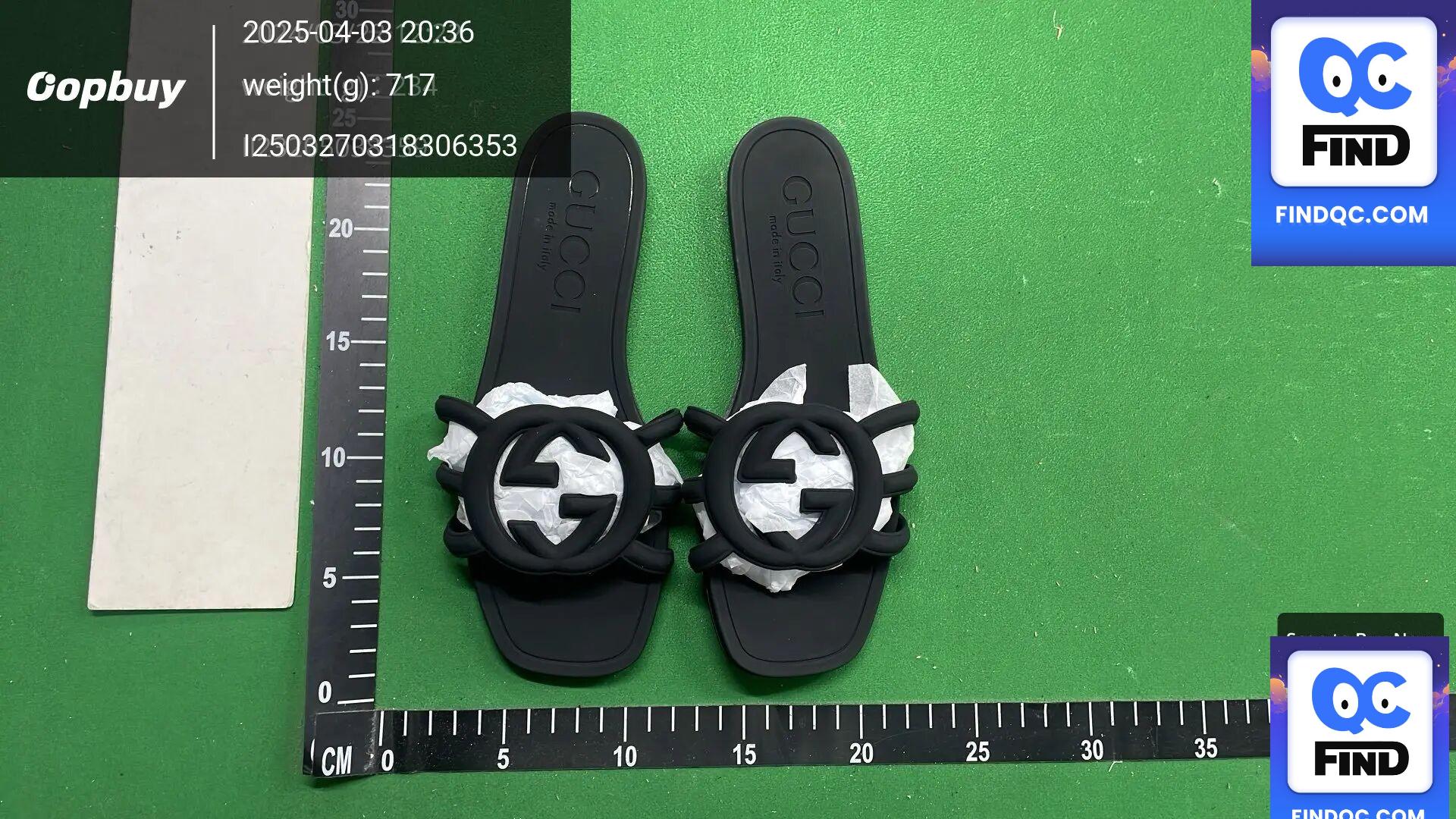 Gucci Rubber Slide Sandals Black QC