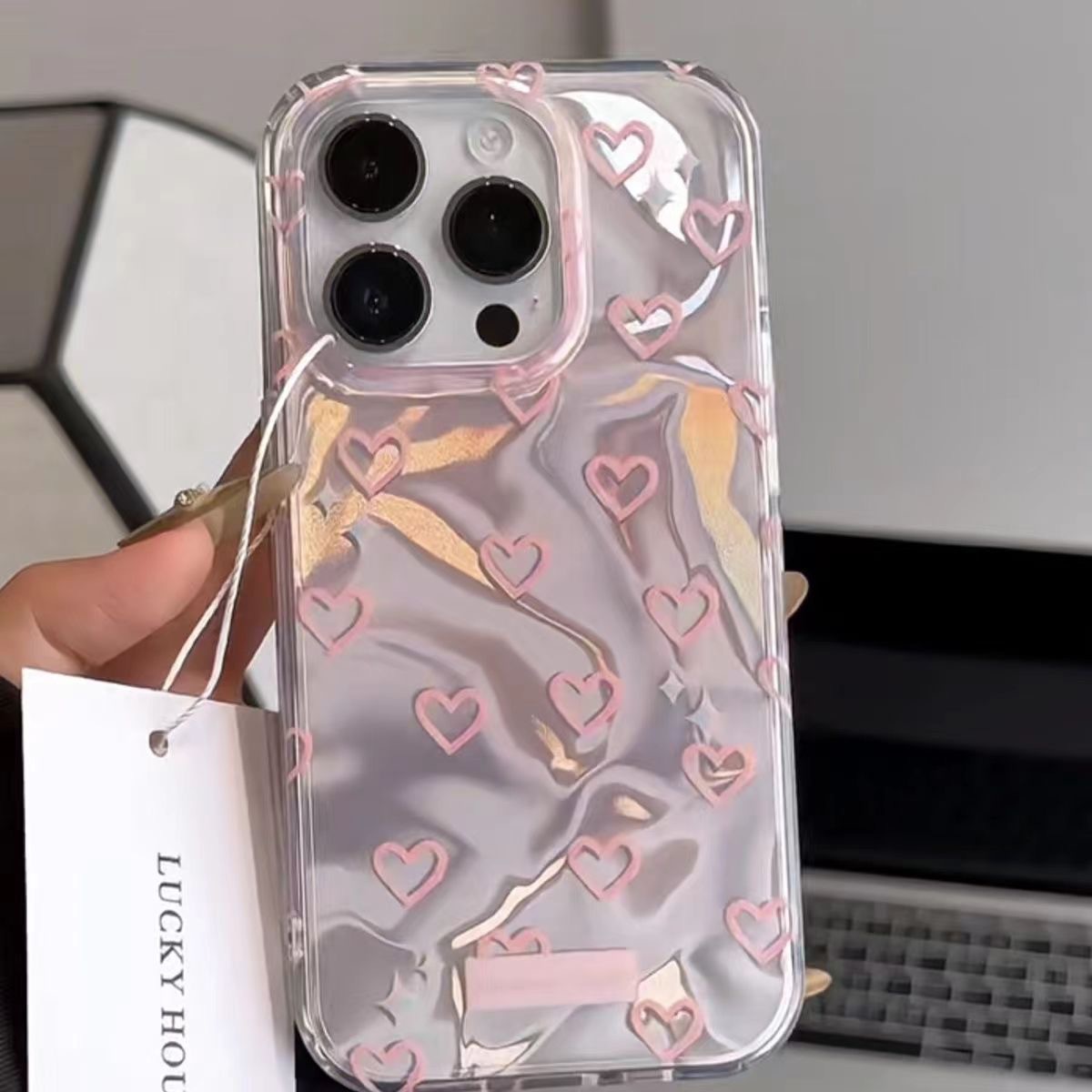 Japan and South Korea Water Ripple Love for 15promax Apple 14 New iPhone13 Phone Case 12 Large Hole 11 Hard