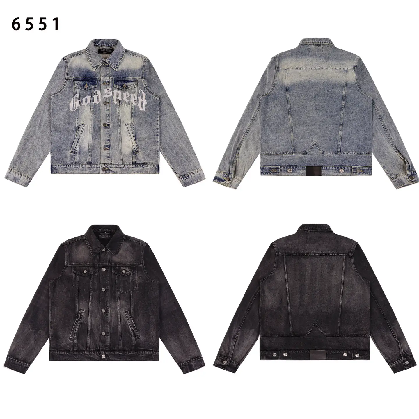 Cross-Border American Fashion Godspeed American Old Retro Washed Embroidered Denim Jacket High Street Men's and Women's Trendyy Jacket