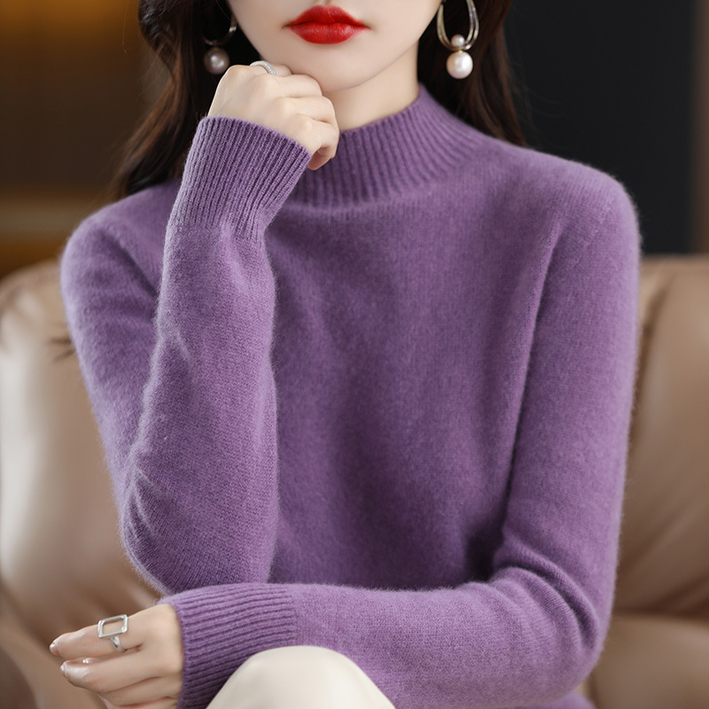 First-Line Ready-To-Wear Knitwear for Women Half Turtleneck Bottoming Shirt Top 2022 Autumn and Winter Daywear Seamless Pure Color Knitwear for Women