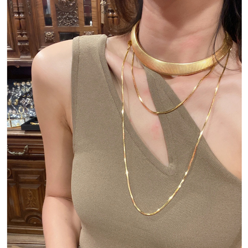 Octagonal Snake Bone Chain Necklace Women's All-match Ins Style Simple Personality Exaggerated European and American Fashion Necklace Sweater Chain