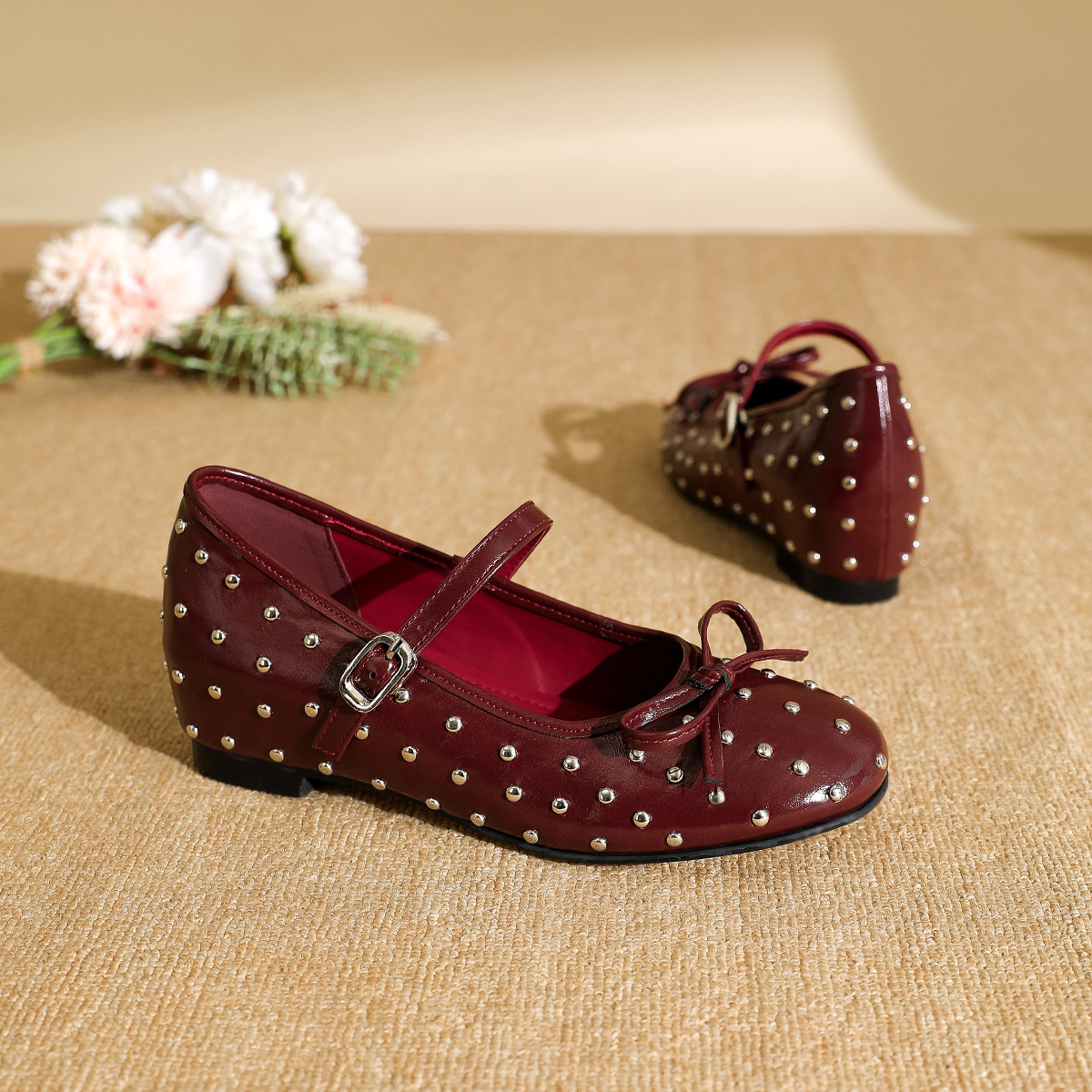 Fengliya Single-layer Shoes Fairy Bow 2025 New Silver Flash Crystal Full Diamond Flat Ballet Shoes Mary Jane Shoes