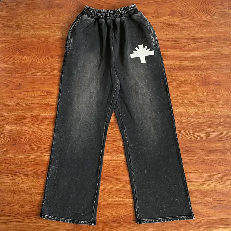 Vertabrae Sweatpants Washed Three-Dimensional Print Sports Men and Women Casual pants